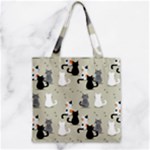 Cute Cat Seamless Pattern Zipper Grocery Tote Bag