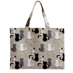 Cute Cat Seamless Pattern Zipper Mini Tote Bag