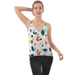 Vector Set Isolates With Cute Birds Scandinavian Style Chiffon Cami