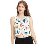 Vector Set Isolates With Cute Birds Scandinavian Style V-Neck Cropped Tank Top