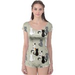 Cute Cat Seamless Pattern Boyleg Leotard 