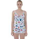 Vector Set Isolates With Cute Birds Scandinavian Style Tie Front Two Piece Tankini