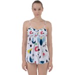 Vector Set Isolates With Cute Birds Scandinavian Style Babydoll Tankini Set