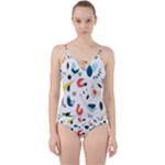 Vector Set Isolates With Cute Birds Scandinavian Style Cut Out Top Tankini Set