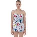 Vector Set Isolates With Cute Birds Scandinavian Style Babydoll Tankini Top