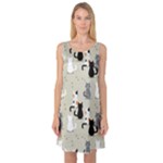 Cute Cat Seamless Pattern Sleeveless Satin Nightdress