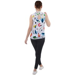 Mock Neck Chiffon Sleeveless Top 