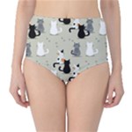 Cute Cat Seamless Pattern Classic High-Waist Bikini Bottoms