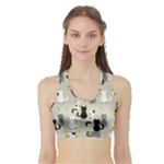 Cute Cat Seamless Pattern Sports Bra with Border