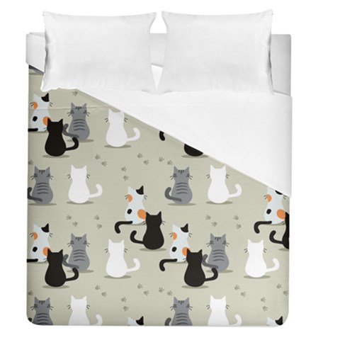 Cute Cat Seamless Pattern Duvet Cover (Queen Size) from ArtsNow.com