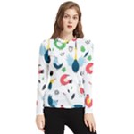 Vector Set Isolates With Cute Birds Scandinavian Style Women s Long Sleeve Rash Guard