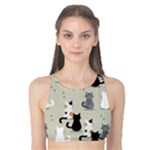 Cute Cat Seamless Pattern Tank Bikini Top