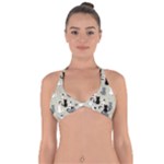Cute Cat Seamless Pattern Halter Neck Bikini Top