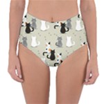 Cute Cat Seamless Pattern Reversible High-Waist Bikini Bottoms