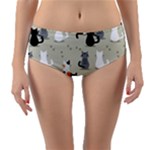 Cute Cat Seamless Pattern Reversible Mid-Waist Bikini Bottoms