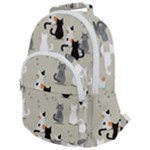Cute Cat Seamless Pattern Rounded Multi Pocket Backpack