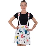 Vector Set Isolates With Cute Birds Scandinavian Style Velvet Suspender Skater Skirt