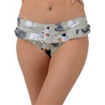 Cute Cat Seamless Pattern Frill Bikini Bottoms