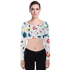 Velvet Long Sleeve Crop Top 