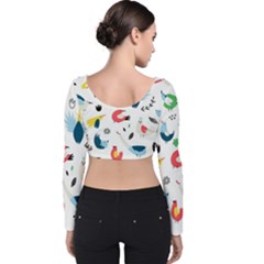 Velvet Long Sleeve Crop Top 