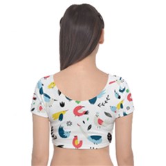 Velvet Short Sleeve Crop Top  