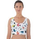 Vector Set Isolates With Cute Birds Scandinavian Style Velvet Crop Top