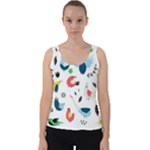Vector Set Isolates With Cute Birds Scandinavian Style Velvet Tank Top
