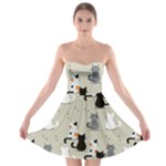 Cute Cat Seamless Pattern Strapless Bra Top Dress