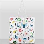 Vector Set Isolates With Cute Birds Scandinavian Style Full Print Rope Handle Tote (Large)
