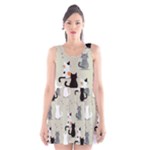 Cute Cat Seamless Pattern Scoop Neck Skater Dress