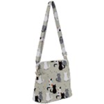 Cute Cat Seamless Pattern Zipper Messenger Bag