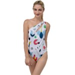 Vector Set Isolates With Cute Birds Scandinavian Style To One Side Swimsuit