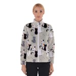 Cute Cat Seamless Pattern Women s Bomber Jacket