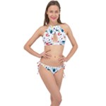 Vector Set Isolates With Cute Birds Scandinavian Style Cross Front Halter Bikini Set