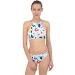 Vector Set Isolates With Cute Birds Scandinavian Style Halter Bikini Set