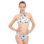 Vector Set Isolates With Cute Birds Scandinavian Style High Neck Bikini Set