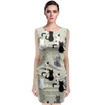 Cute Cat Seamless Pattern Classic Sleeveless Midi Dress