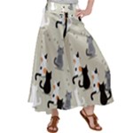 Cute Cat Seamless Pattern Women s Satin Palazzo Pants