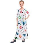 Vector Set Isolates With Cute Birds Scandinavian Style Kids  Quarter Sleeve Maxi Dress