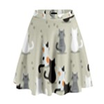 Cute Cat Seamless Pattern High Waist Skirt