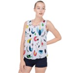 Vector Set Isolates With Cute Birds Scandinavian Style Bubble Hem Chiffon Tank Top