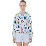 Vector Set Isolates With Cute Birds Scandinavian Style Women s Tie Up Sweat