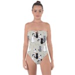 Cute Cat Seamless Pattern Tie Back One Piece Swimsuit