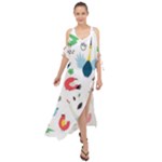 Vector Set Isolates With Cute Birds Scandinavian Style Maxi Chiffon Cover Up Dress