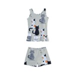 Cute Cat Seamless Pattern Kids  Boyleg Swimsuit