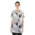 Cute Cat Seamless Pattern Skirt Hem Sports Top
