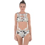Cute Cat Seamless Pattern Bandaged Up Bikini Set 