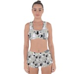 Cute Cat Seamless Pattern Racerback Boyleg Bikini Set