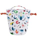 Vector Set Isolates With Cute Birds Scandinavian Style Drawstring Bucket Bag