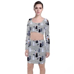 Long Sleeve Crop Top & Bodycon Skirt Set 